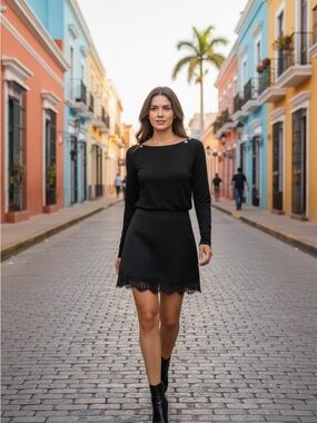 White House Black Market Black Knit Top